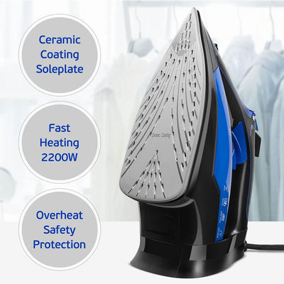 2400W Pakaian Steam Iron Dengan Keramik Soleplate Vertikal Steam Turbo