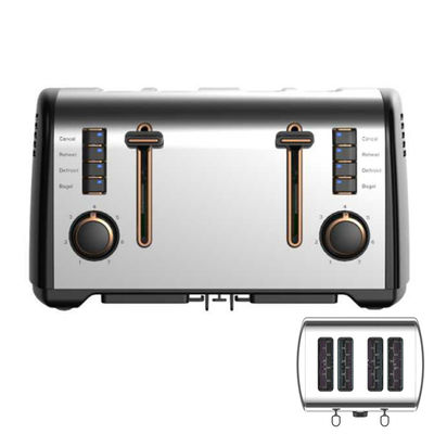 Anbolife XXL 4 irisan roti panggang logo listrik portabel roti panggang komersial roti panggang stainless steel dengan 7 pengaturan nuansa