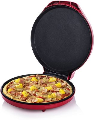 Mesin pembuat pizza listrik 12 inci Non-stick untuk rumah Pizza Pan Pie Calzone Cooker dengan kontrol suhu yang disesuaikan
