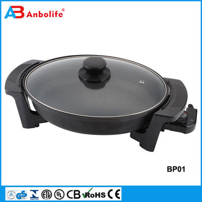 Skillet listrik oleh Culina 18/10 Baja tahan karat, interior nonstick, dengan tutup kaca 12 inci bulat Ptfe bebas pfoa Mesin cuci piring aman