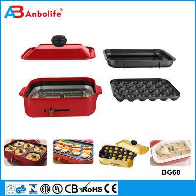 Anbo multi-fungsi putaran listrik pizza pan oven lapisan keramik listrik BBQ grill/grill listrik/grill piring dengan penutup