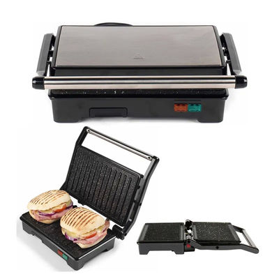 Panini Press Sandwich Maker Nonstick Surface Double Heater Stainless Steel Breakfast Maker Contact Grill Keju Telur Bacon Steak