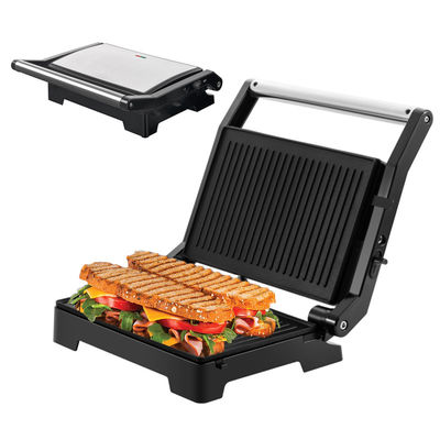 2200W Electric Grill Panini Maker suhu yang dapat disesuaikan Sandwich Press Toaster Membuka 180 Degree Stainless Steel Contact Grill