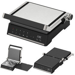Piring yang bisa dilepas BBQ Panini Press Grill Griddle Grill dalam ruangan tanpa asap layar sentuh LED Grill kontak digital