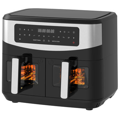 4.5L Dual Air Fryer Dengan 2 Basket Lihat Melalui Jendela Kaca SYNC Memasak Twin Drawer