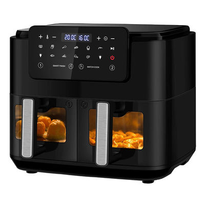 4.5L Dual Air Fryer Dengan 2 Basket Lihat Melalui Jendela Kaca SYNC Memasak Twin Drawer