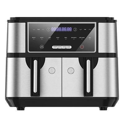 9L Dual Basket Air Fryer Dengan Jendela Kaca 2600W Smart Digital Dual Zone Air Fryer