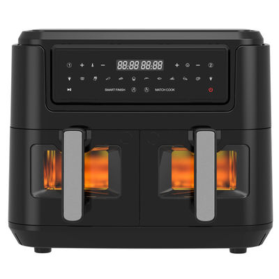 Smart 2400W Air Fryer Double Dengan Window Transparan Terlihat 9L Teknologi Dua Zona Digital
