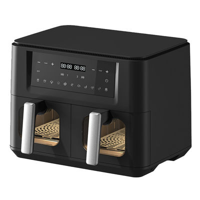 9L 2000W Smart Air Fryer Digital Double Basket dengan jendela yang terlihat