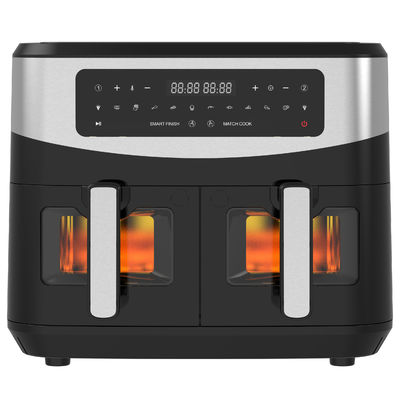 9L 2000W Smart Air Fryer Digital Double Basket dengan jendela yang terlihat