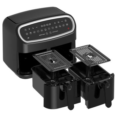 9L 2000W Smart Air Fryer Digital Double Basket dengan jendela yang terlihat