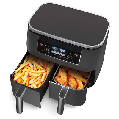 dapur kecil rumah listrik 8L Digital Air Fryer 1700W Cooker Baja tahan karat zona keranjang ganda