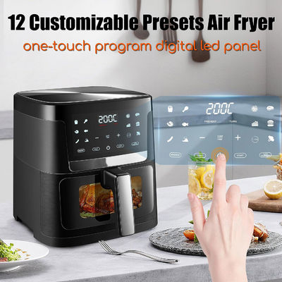 7L Dengan Jendela Stainless Steel Air Fryer Oven Led Layar Sentuh Untuk 12 Preset Mudah Bersih 1800w Rumah