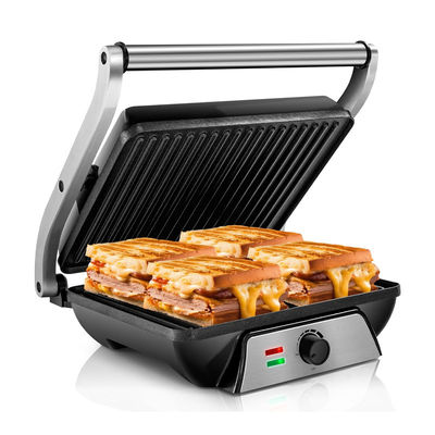 4 Slice Indoor BBQ Panini Electric Press Grill Dengan Kontrol Suhu Dan Waktu