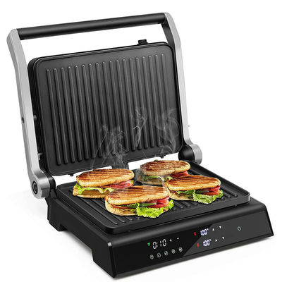 4 Slice Indoor BBQ Panini Electric Press Grill Dengan Kontrol Suhu Dan Waktu