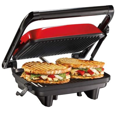 Knob Contact Electric Press Grill 2 Slice Mini Auto Panini Dengan Permukaan Ultra Nonstick