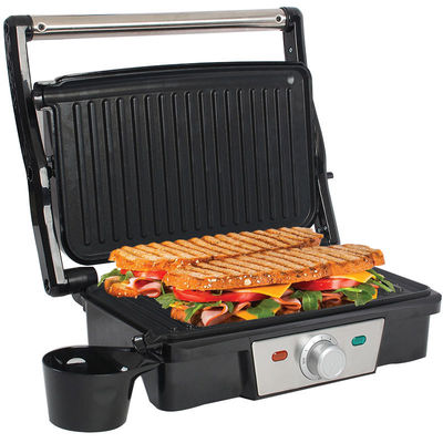 Knob Contact Electric Press Grill 2 Slice Mini Auto Panini Dengan Permukaan Ultra Nonstick