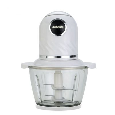 400 Watt Electric Food Chopper Penggiling Daging 2.5L Glass Bowl Daging Sayuran Buah 2 Kecepatan