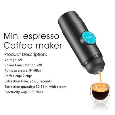 Portable USB stainless steel mesin pembuat kopi untuk rumah