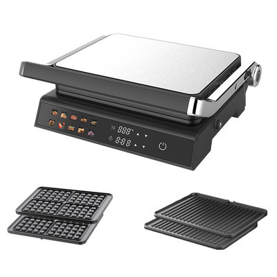 2000W Electric Digital Contact Grill Display Adjustable Temperature Control Knob Timer Buka 105 180 derajat Dengan fitur PTFE
