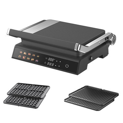2000W Electric Digital Contact Grill Display Adjustable Temperature Control Knob Timer Buka 105 180 derajat Dengan fitur PTFE