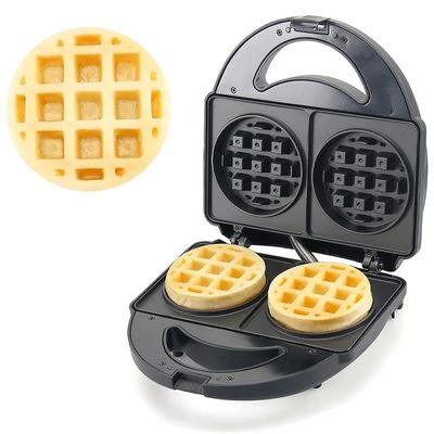 Non Stick PTFE Coating 2 Slice Waffle Maker Dengan Sandwich dan Pancake Maker yang Dapat Dipisahkan