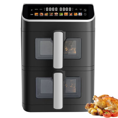 2800w Electric Double Stack Air Fryer Non-Stick 6l+6l Coating Top Bottom Heater Foldable Lcd Display Visual Window-Option