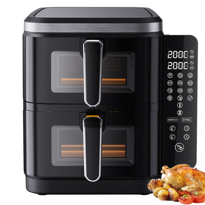 6l+6l Double Stack Air Fryer 2800w Non-Stick Coating Modern Square Digital Control Lipat Led Display Menu Rumah tangga listrik