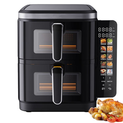 6l+6l Double Stack Air Fryer 2800w Non-Stick Coating Modern Square Digital Control Lipat Led Display Menu Rumah tangga listrik
