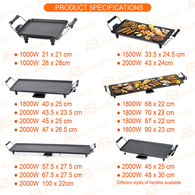 Anbolife 1800W Electric Teppanyaki Grill dengan permukaan anti lengket