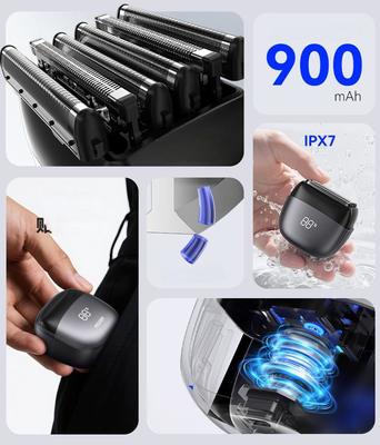 ANBOLIFE Alat Cukur Elektrik 6 Bilah dengan Hisap Magnetik dan Baterai Lithium 900mAh - Pencukur Foil Tahan Air IPX7 untuk Pria