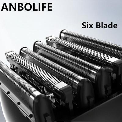 ANBOLIFE Alat Cukur Elektrik 6 Bilah dengan Hisap Magnetik dan Baterai Lithium 900mAh - Pencukur Foil Tahan Air IPX7 untuk Pria