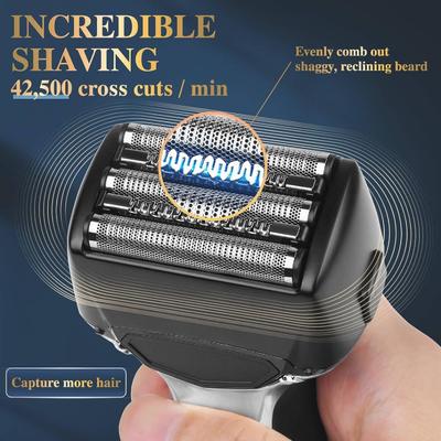 Mesin cukur listrik pria dengan baterai 1000mAh pisau terapung dan desain transparan untuk cukur halus