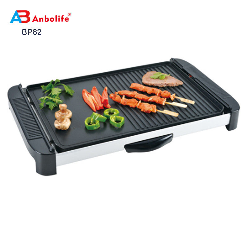 Anbo multi-fungsi putaran listrik pizza pan oven lapisan keramik listrik BBQ grill/grill listrik/grill piring dengan penutup