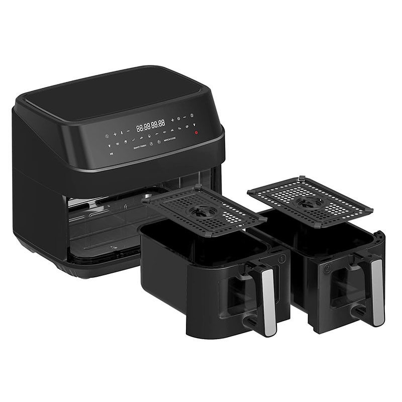 4.5L Dual Air Fryer Dengan 2 Basket Lihat Melalui Jendela Kaca SYNC Memasak Twin Drawer