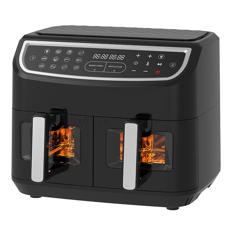 Smart 2400W Air Fryer Double Dengan Window Transparan Terlihat 9L Teknologi Dua Zona Digital