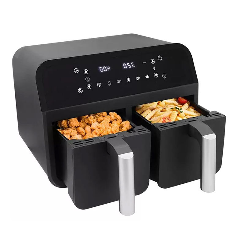 Besar 9L Dual Air Fryer Dengan 10 In 1 Touch Presets Dua Zona Teknologi