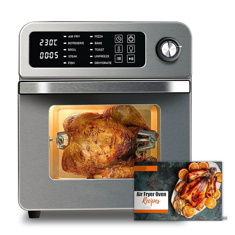 15L Electric Air Fryers Dengan Rotisserie Untuk Keluarga 10 In 1 Stainless Steel Air Fryer Toaster Oven Grill