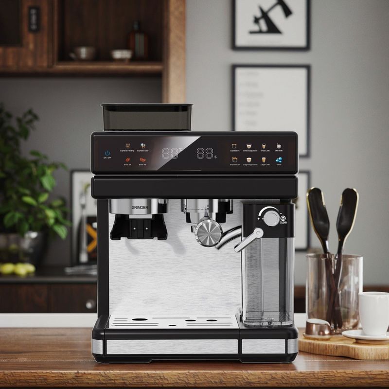 Mesin Kopi Espresso Listrik Profesional Pompa Tekanan 15/20bar Cappuccino Latte Grinder Dibuat dari Plastik yang awet