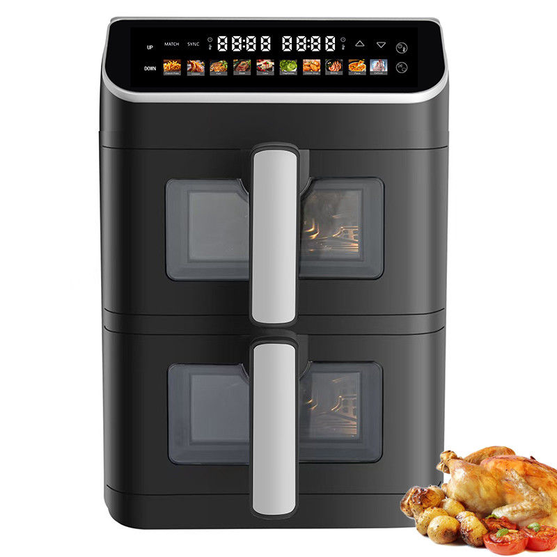 Dual Stack 12 Color Presets 6+6l Electric Digital Air Fryer Sync Dual Cook Function Dengan Opsi Jenis Oven Jendela yang Terlihat